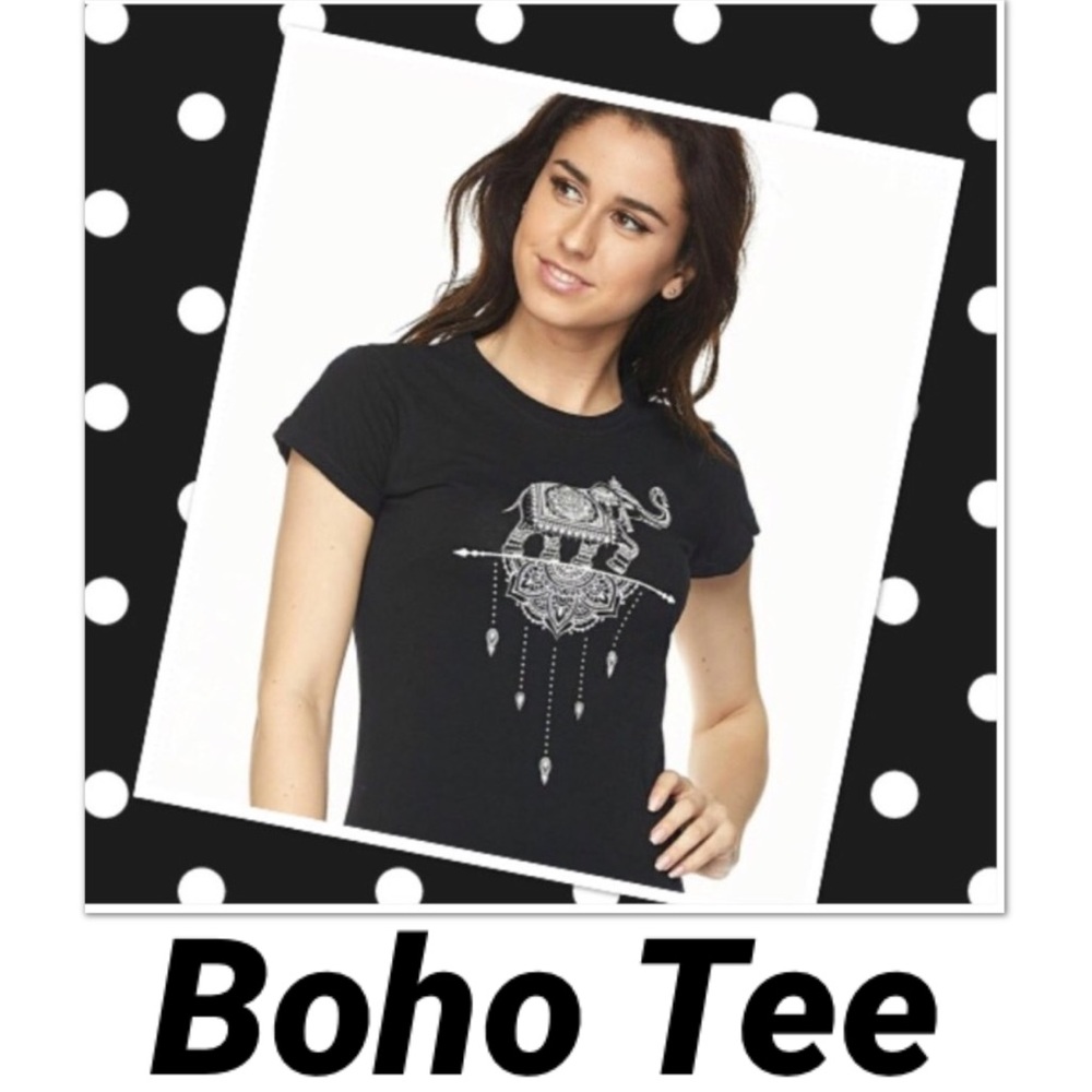 Haia Boho Elephant Graphic Black Tee
